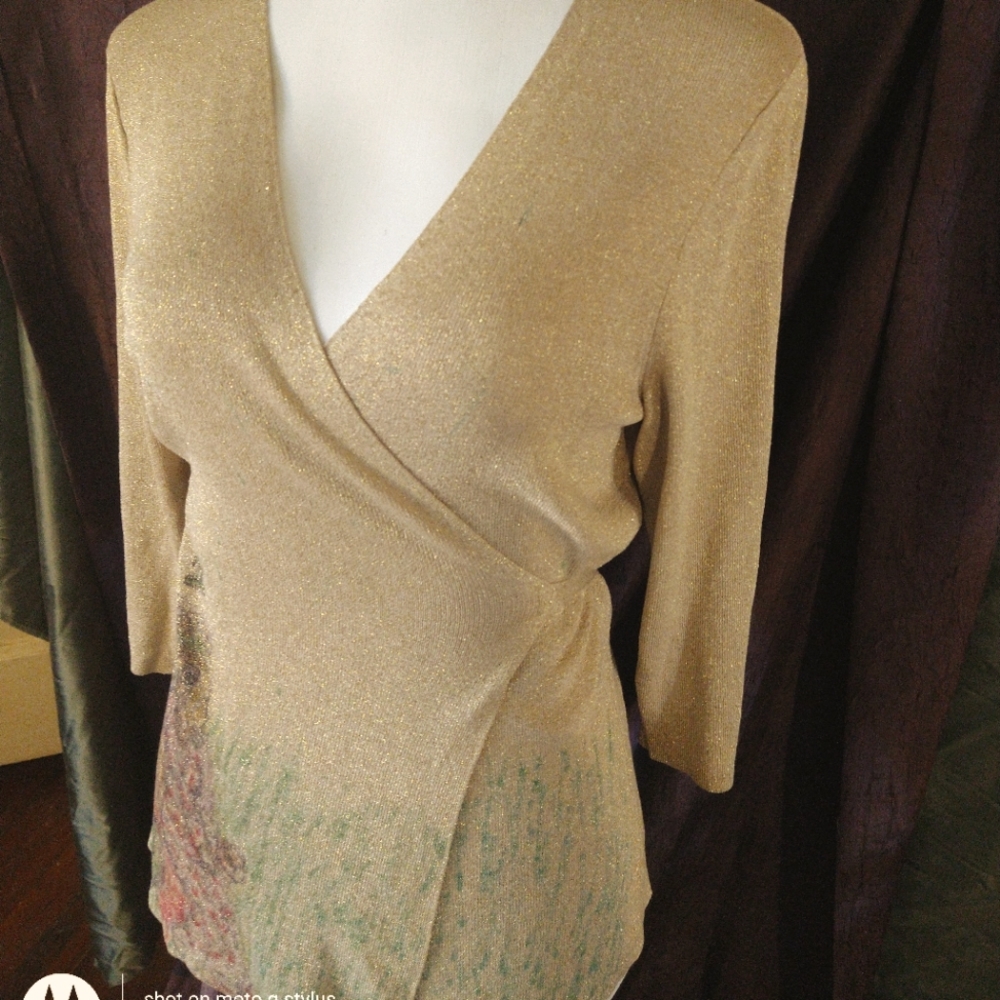 Tarot "The Empress" silk blend gold metallic top